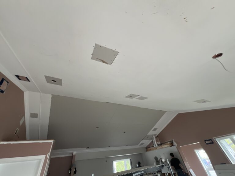 Drywall installation in a vaulted ceiling