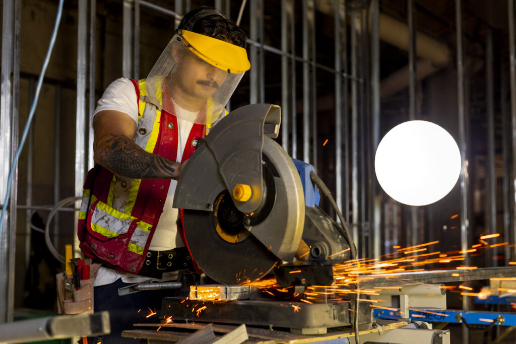 Cutting steel stud with a chopsaw blade